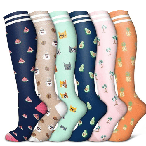 6 Pairs Happy Compression Socks 15-20 mmHg- style #609