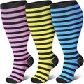 3 Pairs 2XL/4XL Happy Compression Socks Wide Calf 15-20 mmHg- Style #329