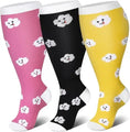 3 Pairs 2XL/4XL Happy Compression Socks Wide Calf 15-20 mmHg- Style #325