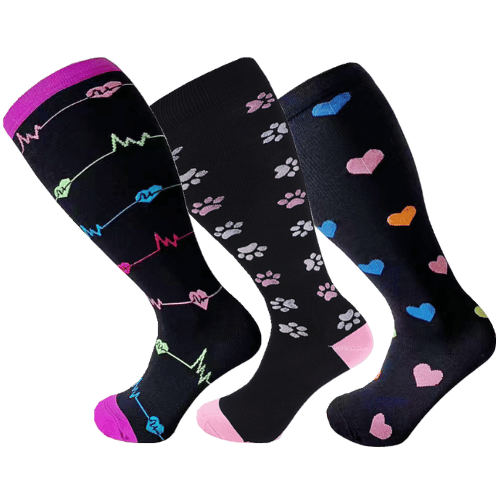 3 Pairs 2XL/4XL Happy Compression Socks Wide Calf 15-20 mmHg- Style #322