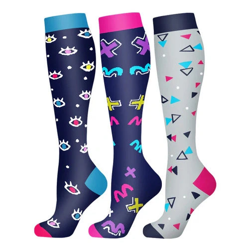 3 Pairs Happy Compression Socks 15-20 mmHg- Style #306