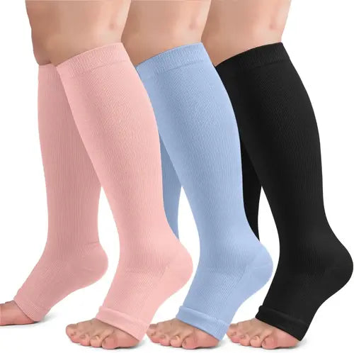 3 Pairs Toeless Compression Socks 15-20 mmHg- Style T308