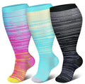 3 Pairs 2XL/4XL Fitness Compression Socks Wide Calf 15-20 mmHg- Style #F306