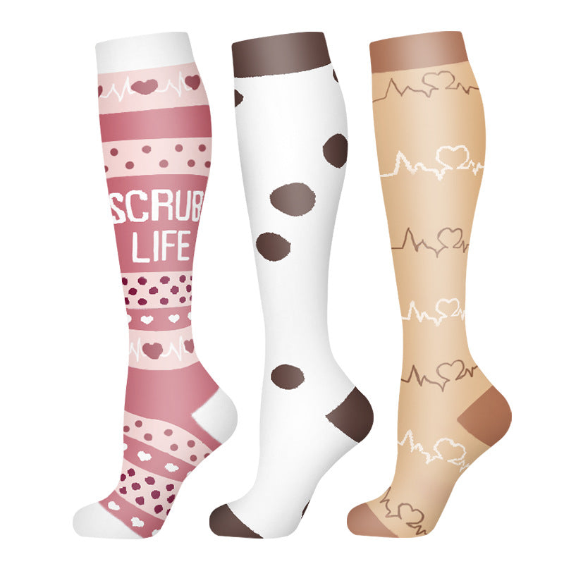 3 Pairs Happy Compression Socks 15-20 mmHg- Style #310
