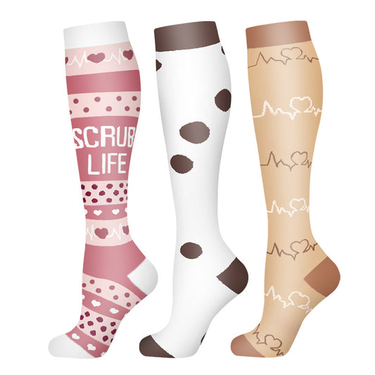 3 Pairs Happy Compression Socks 15-20 mmHg- Style #310