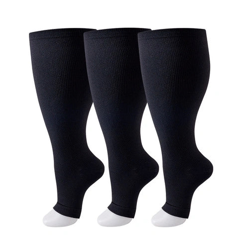 3 Pairs 2XL/4XL Toeless Compression Socks Wide Calf 20-30 mmHg style #T303