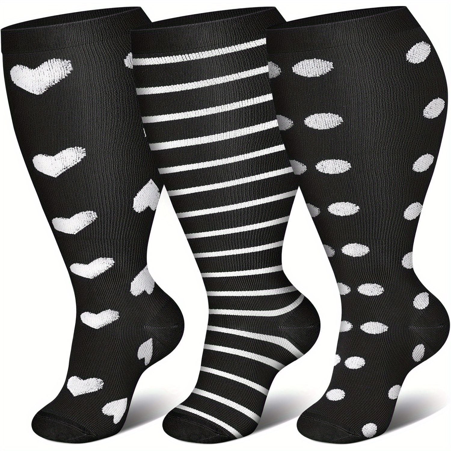 3 Pairs 2XL/4XL Wide Calf Compression Socks 15-20 mmHg- Style #337