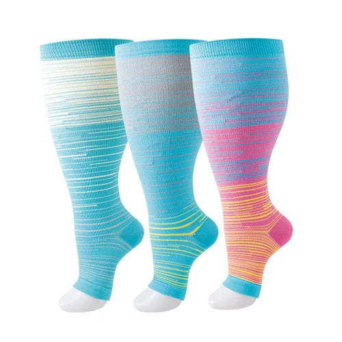 3 Pairs 2XL/4XL Toeless Compression Socks Wide Calf 20-30 mmHg style #T305