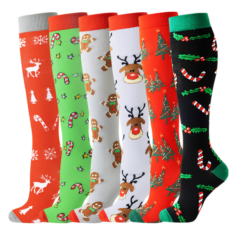 6 Pairs Christmas Compression Socks 20-30 mmHg- style #637