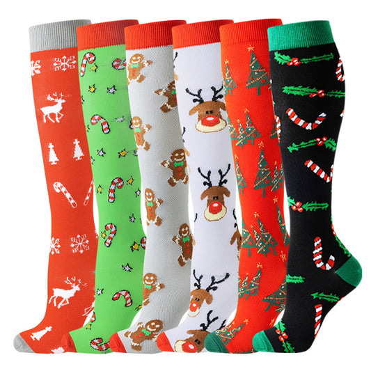 6 Pairs Christmas Compression Socks 20-30 mmHg- style #637