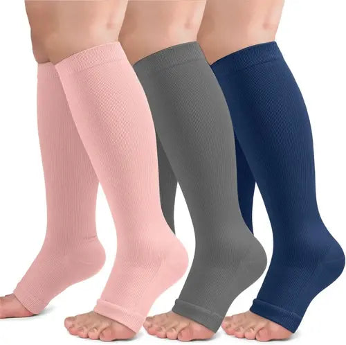 3 Pairs Toeless Compression Socks 15-20 mmHg- Style T306