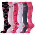 6 Pairs Happy Compression Socks 20-30 mmHg- style #620