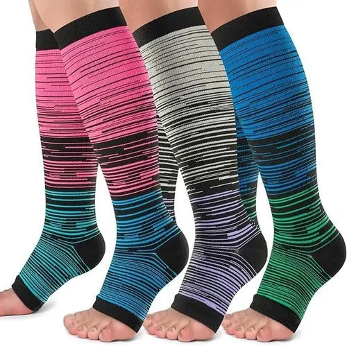 3 Pairs Toeless Compression Socks 15-20 mmHg- Style T307