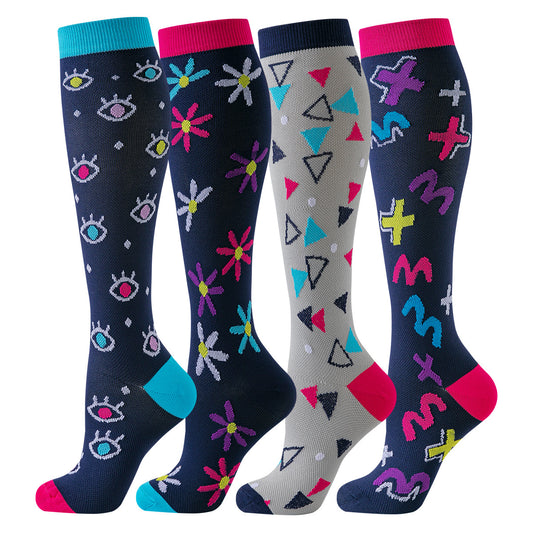 4 Pairs Happy Compression Socks 15-20 mmHg- style #406