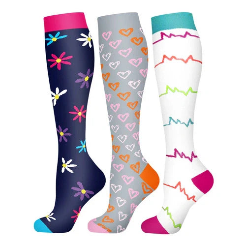 3 Pairs Happy Compression Socks 15-20 mmHg- Style #307