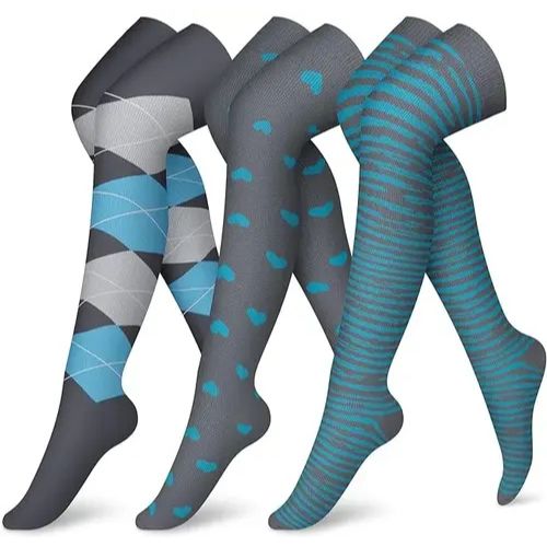 3 Pairs Thigh High Compression Socks 15-20 mmHg- Style #302