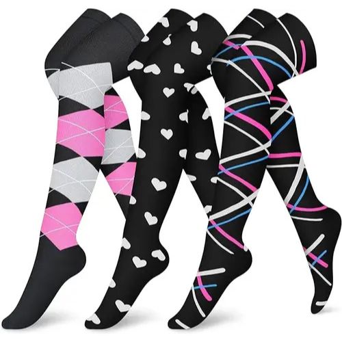 3 Pairs Thigh High Compression Socks 15-20 mmHg- Style #303