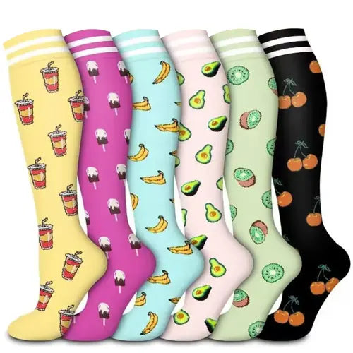 6 Pairs Happy Compression Socks 20-30 mmHg- style #617