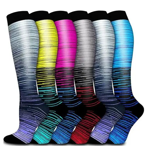 6 Pairs Fitness Compression Socks 20-30 mmHg