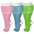 3 Pairs 2XL/4XL Happy Compression Socks Wide Calf 15-20 mmHg- Style #327