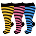 3 Pairs 2XL/4XL Happy Compression Socks Wide Calf 15-20 mmHg- Style #329