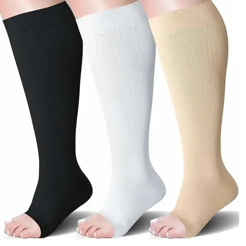 3 Pairs 2XL/4XL Toeless Compression Socks Wide Calf 20-30 mmHg style #T301