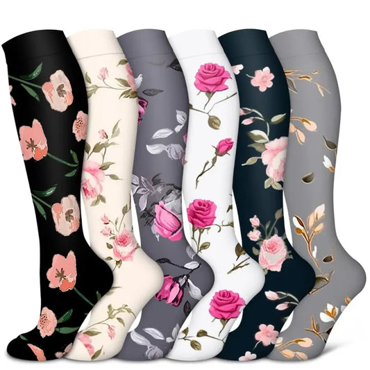 6 Pairs Happy Compression Socks 15-20 mmHg- Style #631