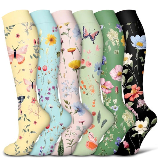 6 Pairs Happy Compression Socks 15-20 mmHg- style #640