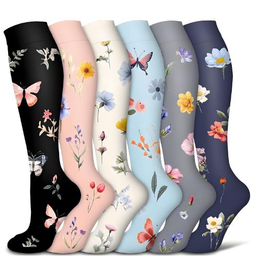 6 Pairs Happy Compression Socks 15-20 mmHg- Style #635