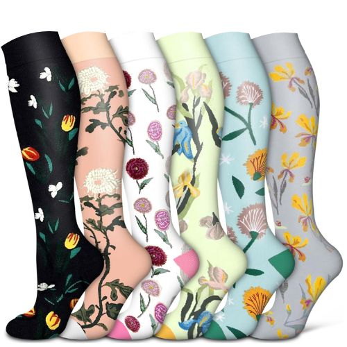 6 Pairs Happy Compression Socks 15-20 mmHg- Style #636