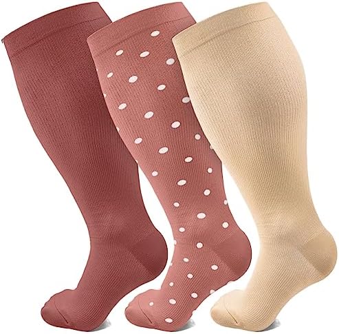 3 Pairs 2XL/4XL Happy Compression Socks Wide Calf 15-20 mmHg- Style #313