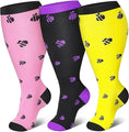 3 Pairs 2XL/4XL Happy Compression Socks Wide Calf 15-20 mmHg- Style #326