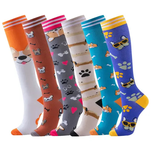 6 Pairs Happy Compression Socks 20-30 mmHg- Style #612