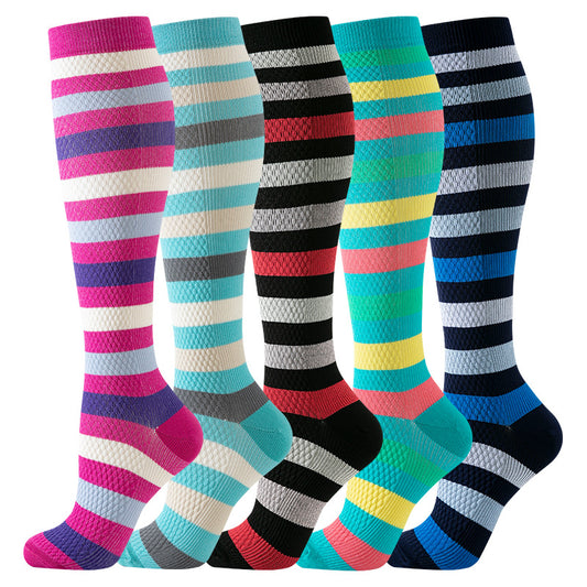 5 Pairs Happy Compression Socks 15-20 mmHg- Style #503