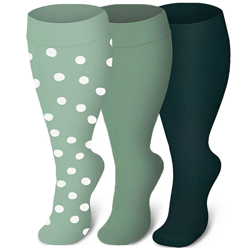 3 Pairs 2XL/4XL Happy Compression Socks Wide Calf 15-20 mmHg- Style #312