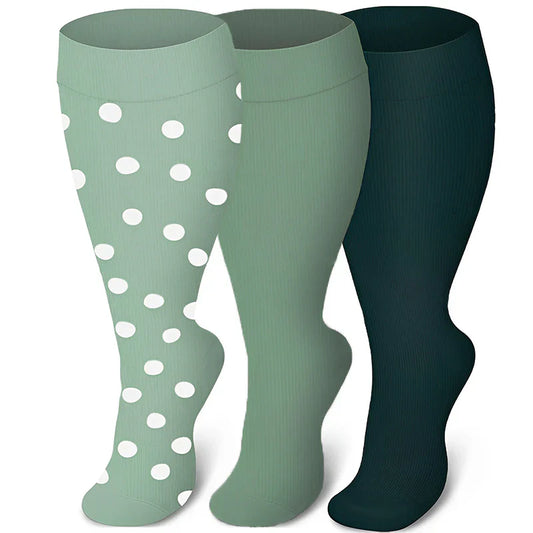 3 Pairs 2XL/4XL Happy Compression Socks Wide Calf 15-20 mmHg- Style #312